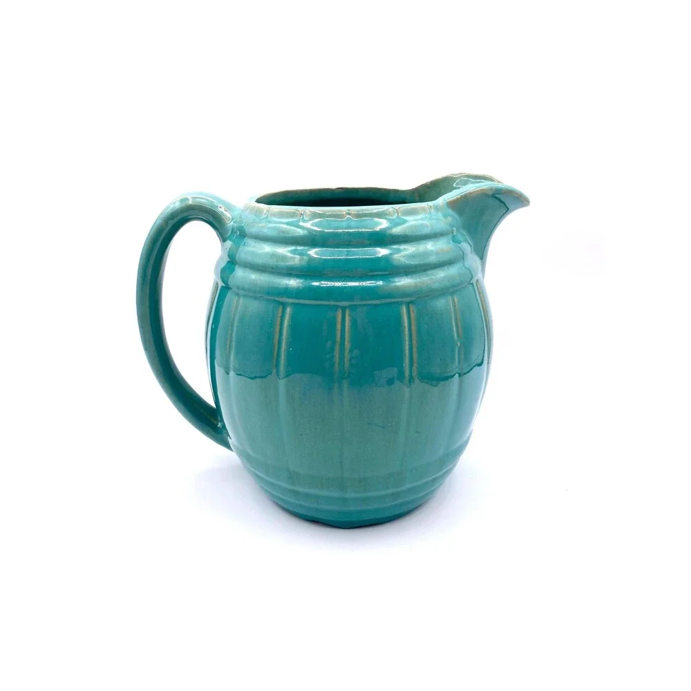 Vintage Turquoise Barrel Shaped Pitcher